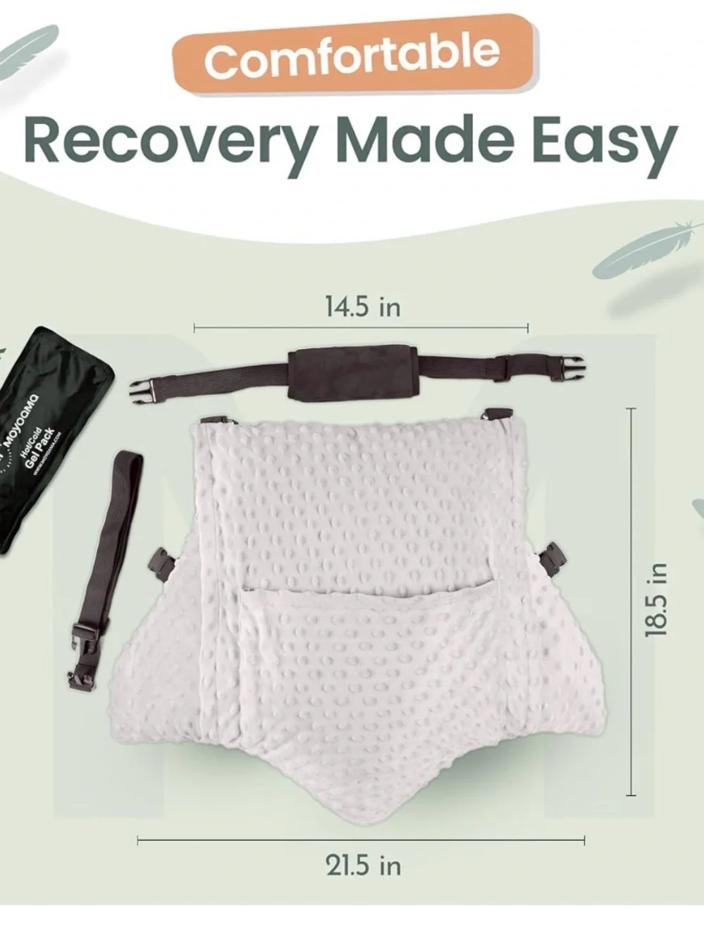 Abdominal Surgery, hysterectomy,  Car Seat Pillow - Gray Support Pillow